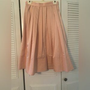 Pink satin midi skirt
